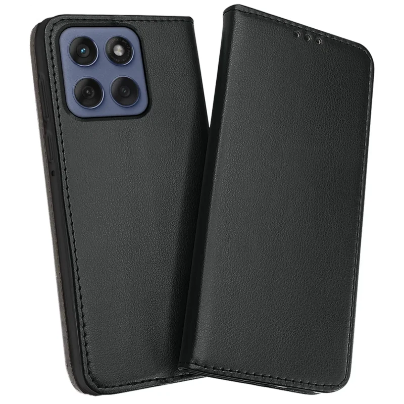 Etui skórzane magnetyczne KrainaGSM do Motorola Edge 60 i 60 Fusion – widok przedniej i tylnej części pokrowca