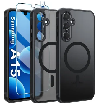 Etui do Samsung Galaxy A15 5G Magsafe Matt czarne ze szkłem