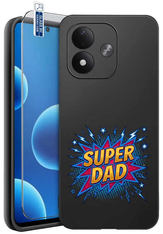Etui dla Taty do Xiaomi Redmi Note 17 4G | 5G z nadrukiem Super Dad, szkło hartowane 9H w zestawie
