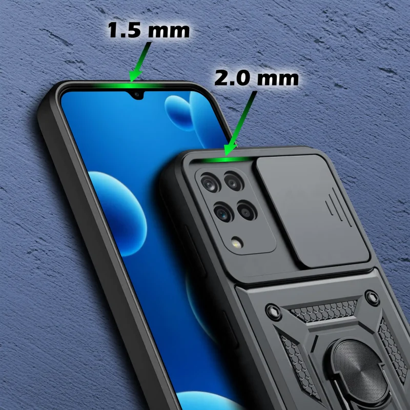 Etui pancerne do Samsung Galaxy A12 | M12 z podwyższonym rantem przy ekranie i osłonie aparatu