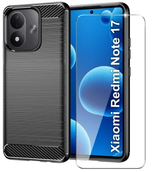 Etui do Xiaomi Redmi Note 17 4G | 5G czarne carbon ze szkłem