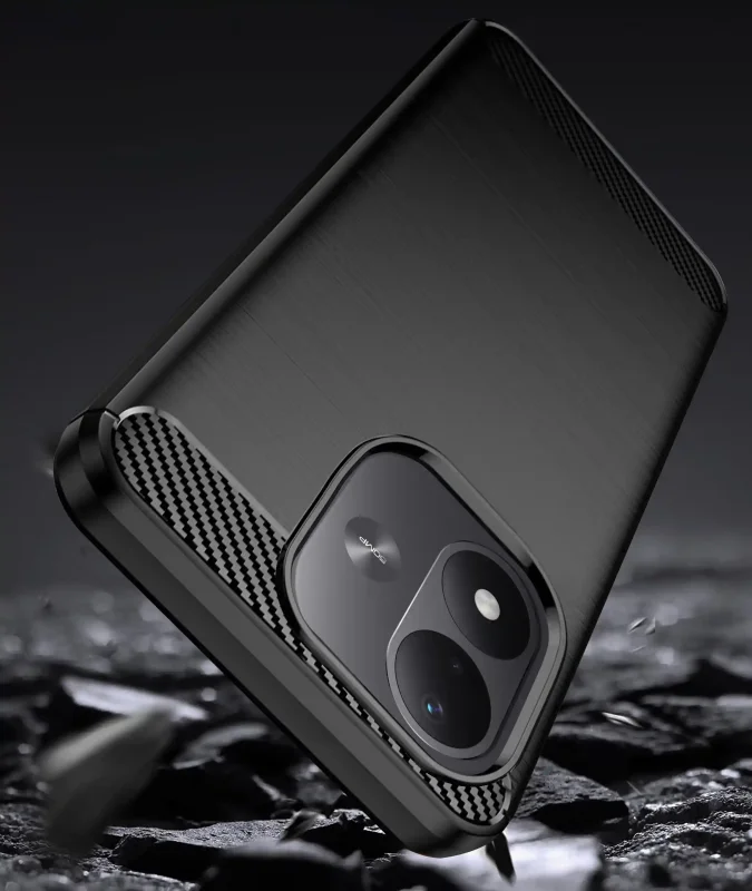Etui pancerne Carbon do Xiaomi Redmi Note 17 4G i 5G w czarnym kolorze, z podwyższonym rantem aparatu i wzmocnionymi narożnikami