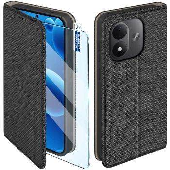 Etui do Xiaomi Redmi Note 17 4G | 5G czarne zamykane ze szkłem