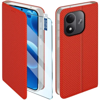 Etui do Xiaomi Redmi Note 17 4G | 5G czerwone zamykane ze szkłem