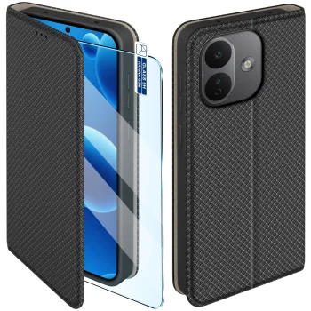 Etui do Xiaomi Redmi Note 17 Pro 5G czarne zamykane ze szkłem