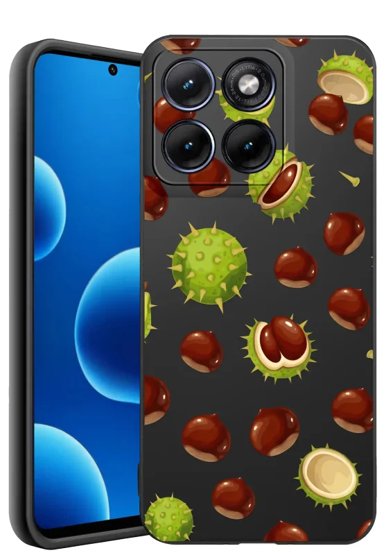Etui do Motorola Edge 70 Fusion z jesiennym nadrukiem kasztanów w zielonych łupinach