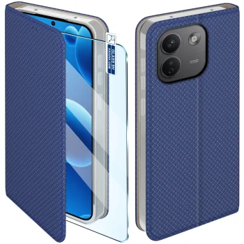 Etui do Xiaomi Redmi Note 17 Pro Max 5G granatowe zamykane ze szkłem