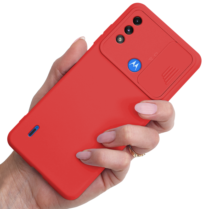 Etui Silikonowe doMoto E7 Power / E7i Power z ochroną aparatu czerwone + szkło