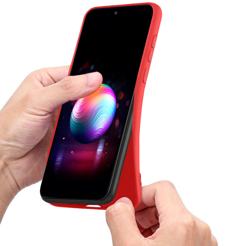 Etui Silikonowe do Moto E7 Power / E7i Power z ochroną aparatu czerwone + szkło