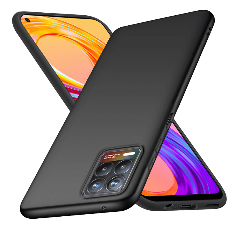 etui matowe do realme 8 / 8pro czarne + szkło