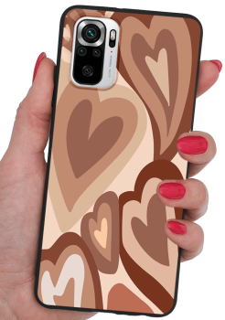 Etui malowane do Xiaomi Redmi Note 10 / 10s wzór serca + szkło