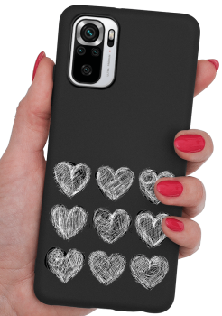 Etui malowane do Xiaomi Redmi Note 10 / 10s wzór serca + szkło