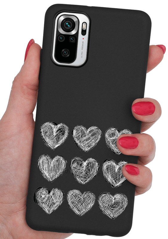 etui malowane do xiaomi redmi note 10 10s serca + szkło