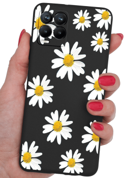 Etui malowane do Realme 8 / 8 Pro wzór kwiatki + szkło