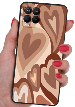 Etui malowane do Realme 8 / 8 Pro wzór serca + szkło  