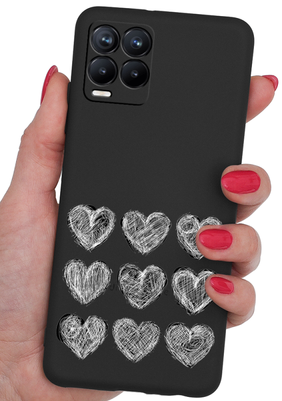 etui malowane do realme 8 / 8 pro serca + szkło