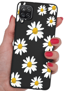 Etui malowane do Samsung Galaxy A12 / M12 wzór kwiatki + szkło