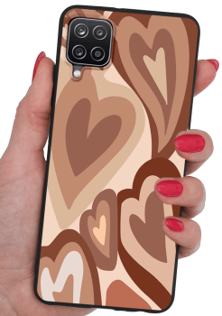 Etui malowane do Samsung Galaxy A12 / M12 wzór serca + szkło