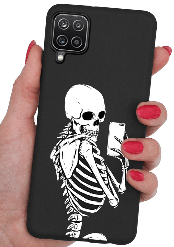 etui malowane do samsung galaxy a12 m12 wzór szkielet + szkło