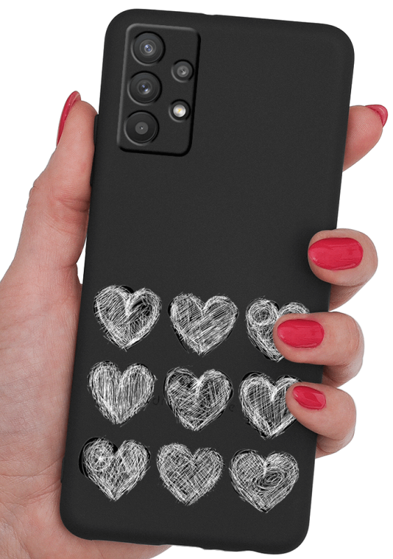etui malowane do samsung galaxy a32 4g wzór serca + szkło