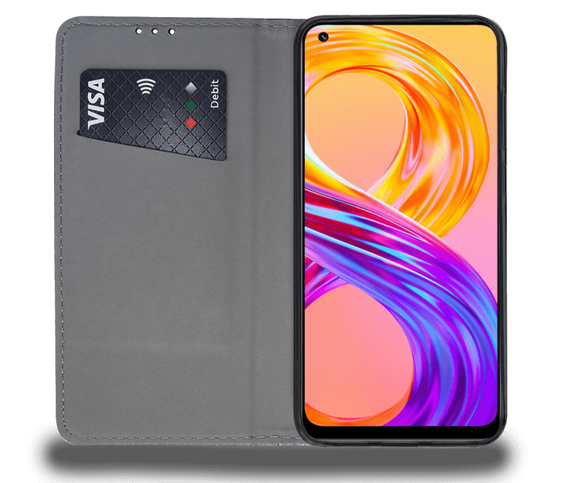 kabura zamykana do realme 8 / 8 pro czarna + szkło