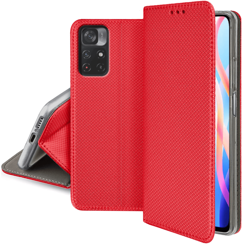 etui zamykane do poco m4 5g czerwone + szkło