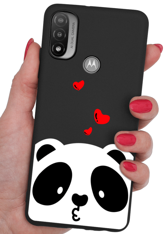 etui malowane do motorola moto e20 wzór panda + szkło