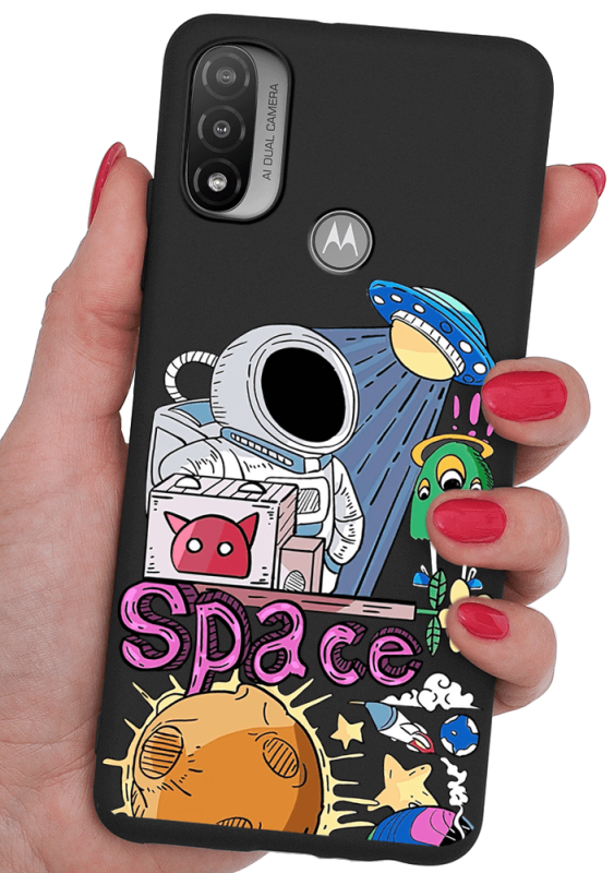 etui malowane do motorola moto e20 wzór kosmos + szkło