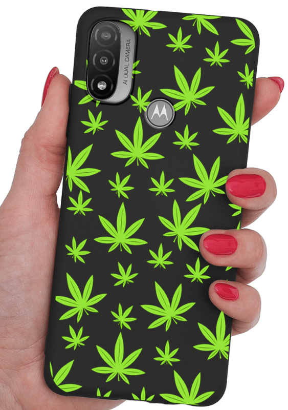 etui malowane do motorola moto e20 wzór liść + szkło
