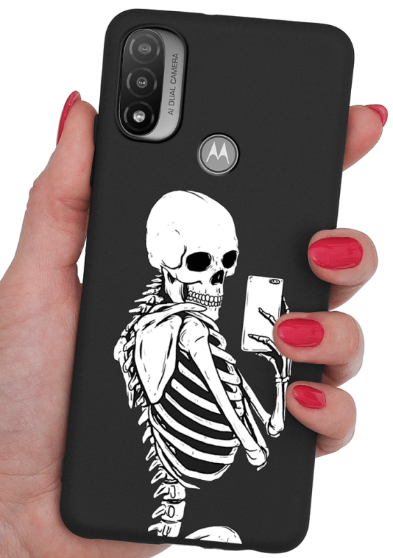 etui malowane do motorola moto e20 wzór szkielet + szkło