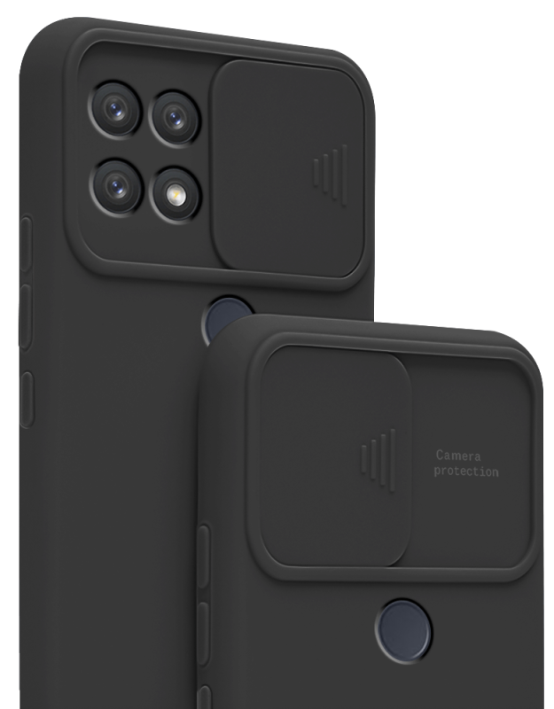 nakładka na plecki do realme c21 z osłoną na aparat czarna + szkło