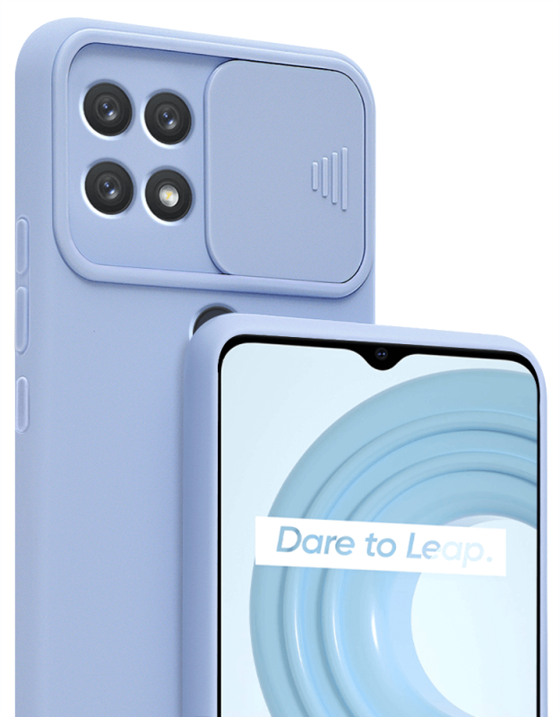 etui silikonowe do realme c21 z ochroną aparatu niebieskie + szkło