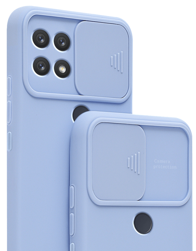 nakładka na plecki do realme c21 z osłoną na aparat niebieskia + szkło