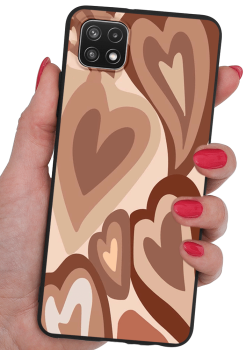 Etui malowane do Samsung Galaxy A22 5G wzór serca + szkło 