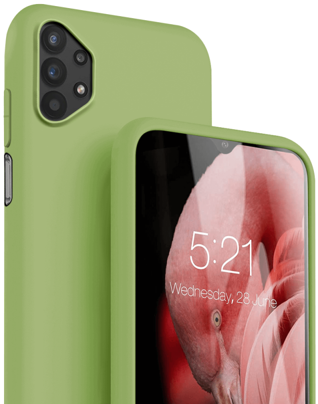 etui silikonowe do samsung galaxy a32 5g oliwkowe + szkło