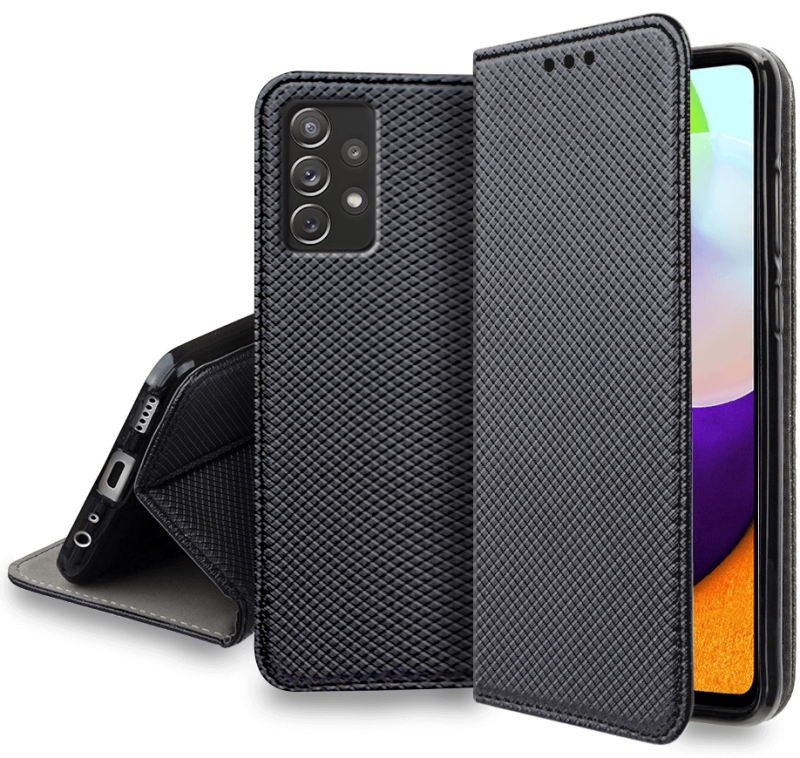 etui zamykane do samsung galaxy a13 4g czarne + szkło