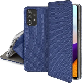 Etui zamykane do Samsung Galaxy A13 4G granatowe + szkło 
