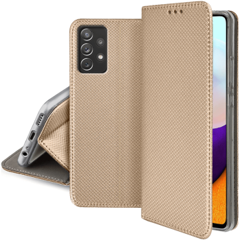 Etui zamykane do Samsung Galaxy A13 4G złote + szkło  