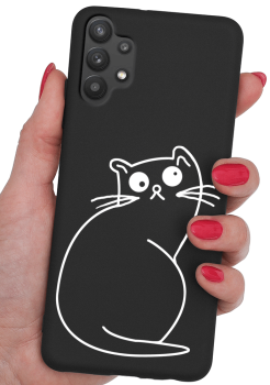 Etui malowane do Samsung Galaxy A13 4G wzór kot + szkło  