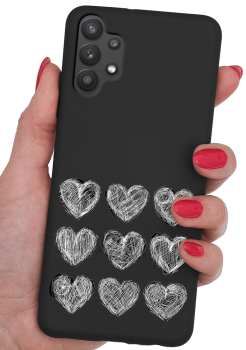 Etui malowane do Samsung Galaxy A13 4G wzór serca + szkło 