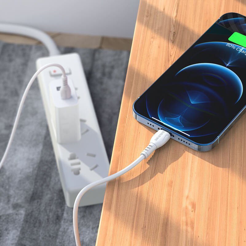 Kabel do Iphone Borofone typ-c lightning szybkie ładownie 1 metr biały