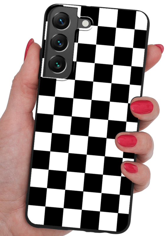 Etui malowane do Samsung Galaxy S22 wzór szachownica + szkło