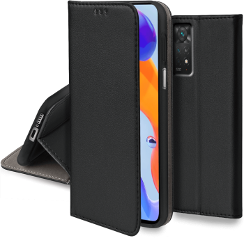 Etui magnetyczne zamykane do Xiaomi Redmi Note 11 Pro czarne + szkło 