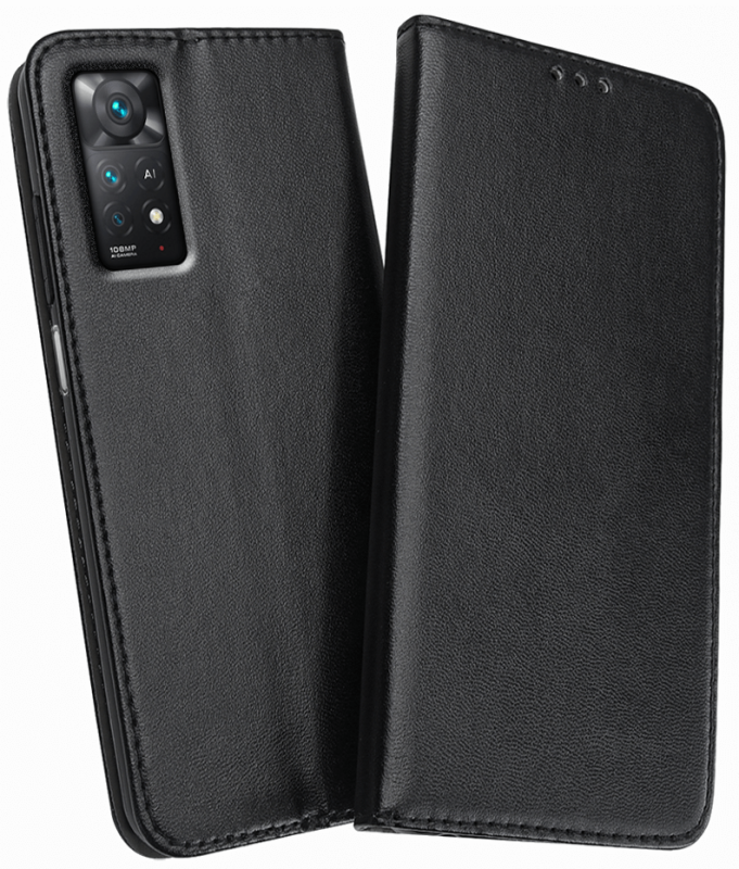 Etui pokrowiec magnetyczne zamykane do Xiaomi Redmi Note 11 Pro czarne + szkło