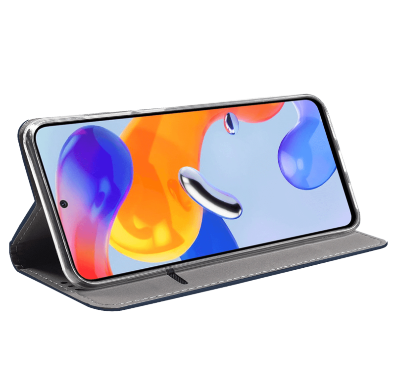 Etui kabura magnetyczne zamykane do Xiaomi Redmi Note 11 Pro granat + szkło