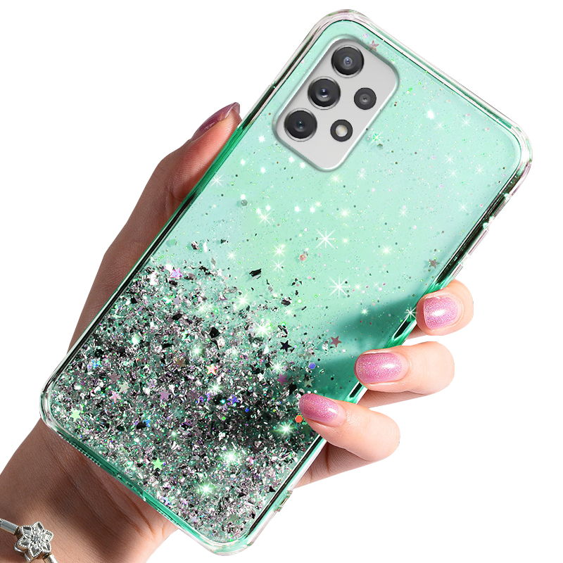 Etui nakładka na plecki brokat do Samsung Galaxy A32 5G zielone + szkło