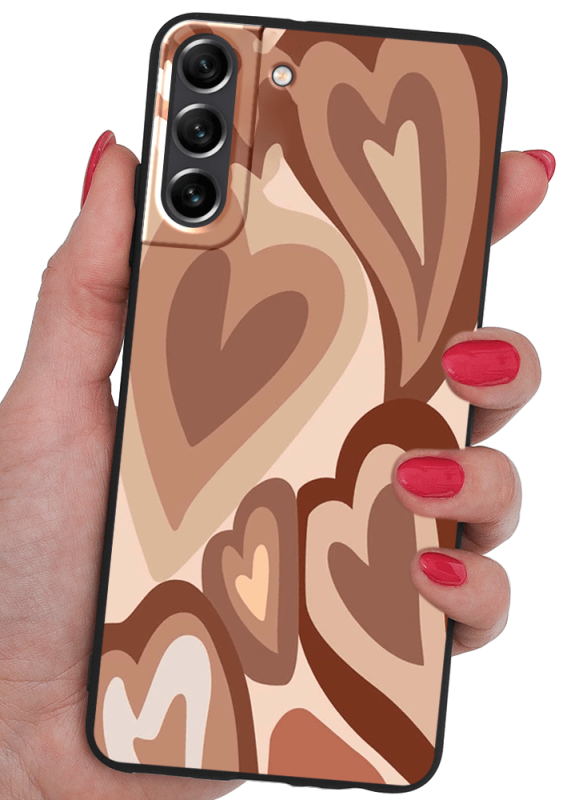 etui malowane do samsung galaxy s21 fe wzór serca + szkło nakładka na plecki