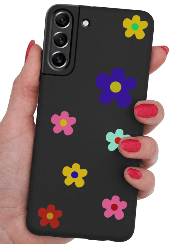 etui malowane do samsung galaxy s21 fe wzór kwiatki + szkło nakładka na plecki