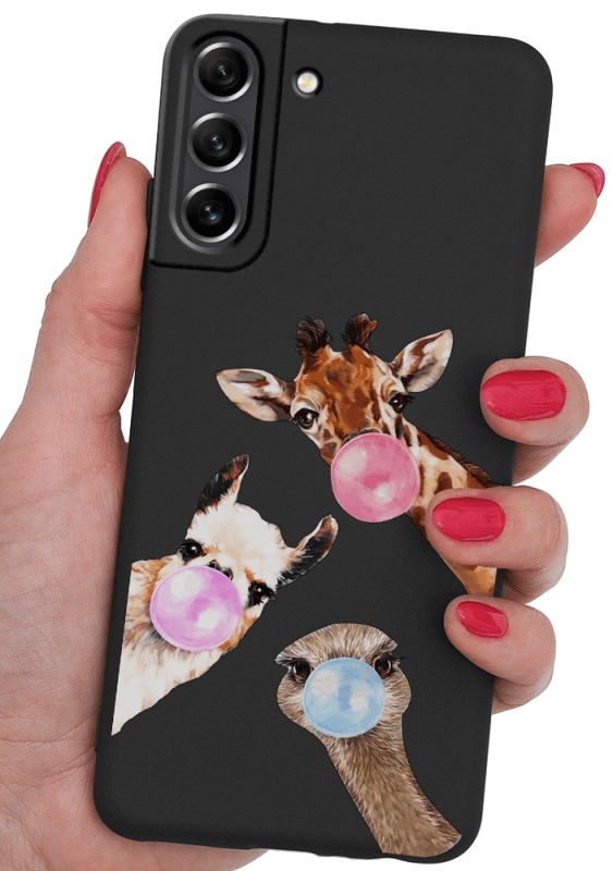 etui malowane do samsung galaxy s21 fe wzór zwierzęta + szkło nakładka na plecki