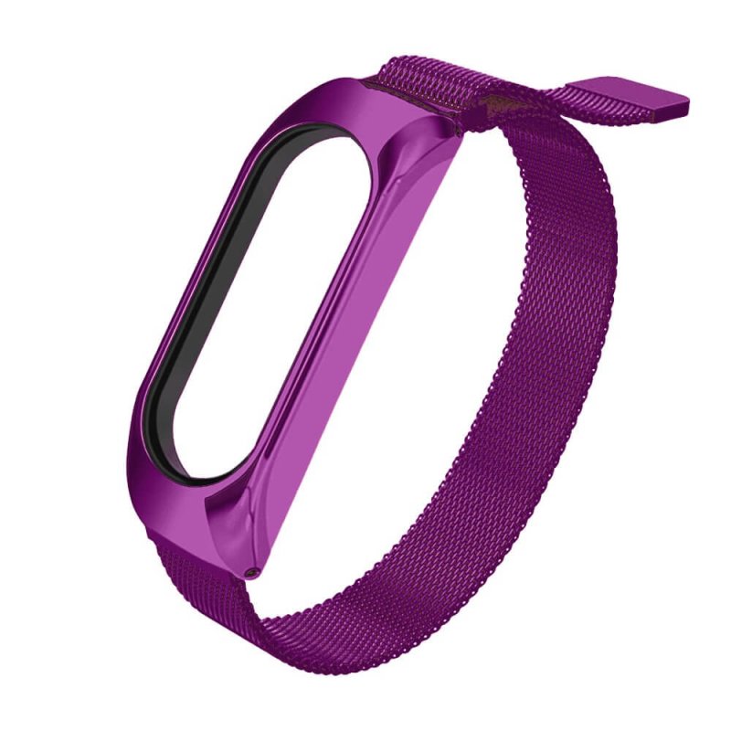 opaska zamienna metalowa magnetyczna do xiaomi mi band 6 5 4 3 fioletowa